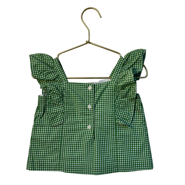 Janie and Jack Green Check Embroidered Top - Size 2T