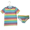 Primary Rainbow Striped Rash Guard 2 Piece Swim Suit - Size 6-7