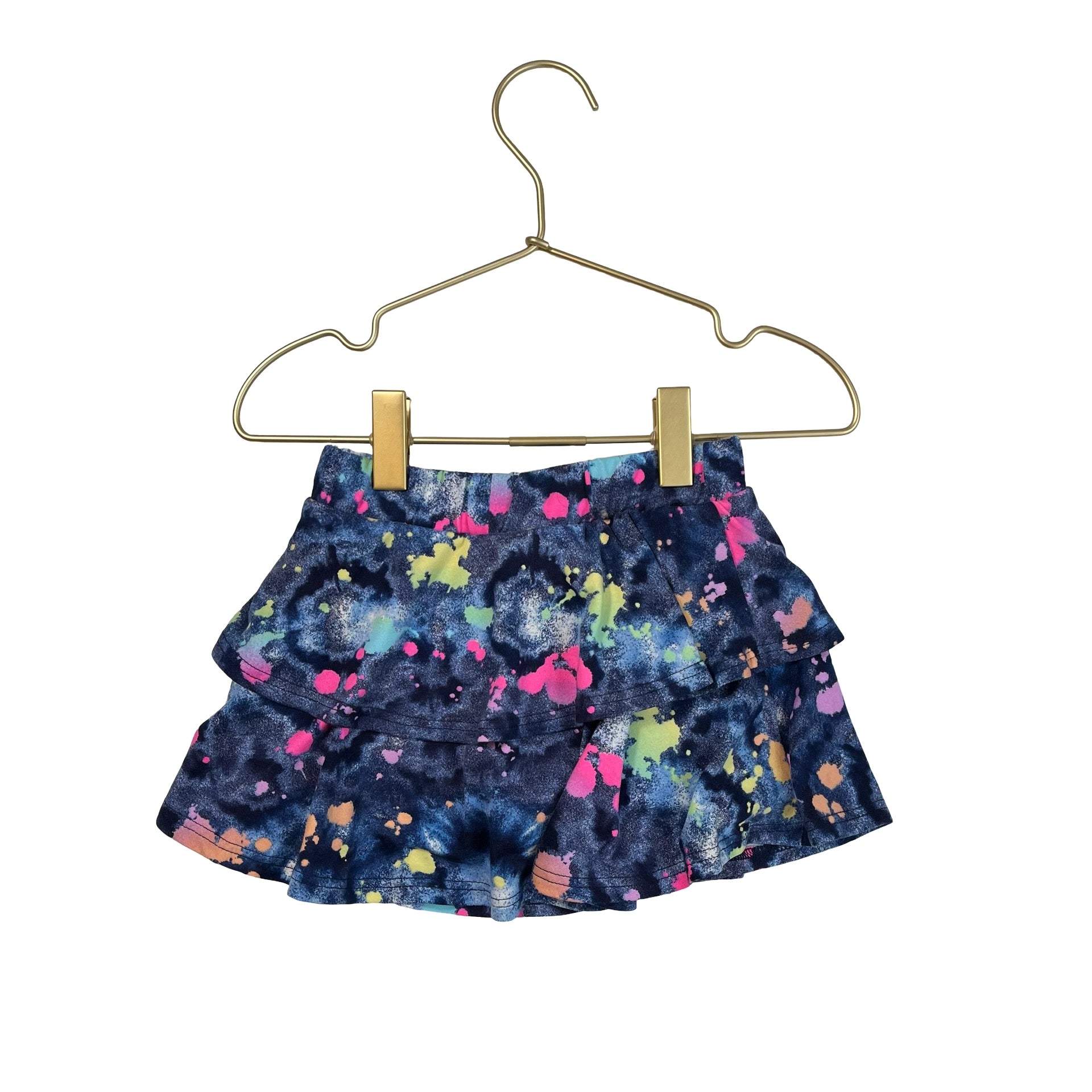 Pixie Lane Blue & Multi-Color Splatter Ruffle Skort Skirt - Size 4