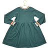 Hanna Andersson Green & Striped Trim Sweatshirt Dress - Size 6/7