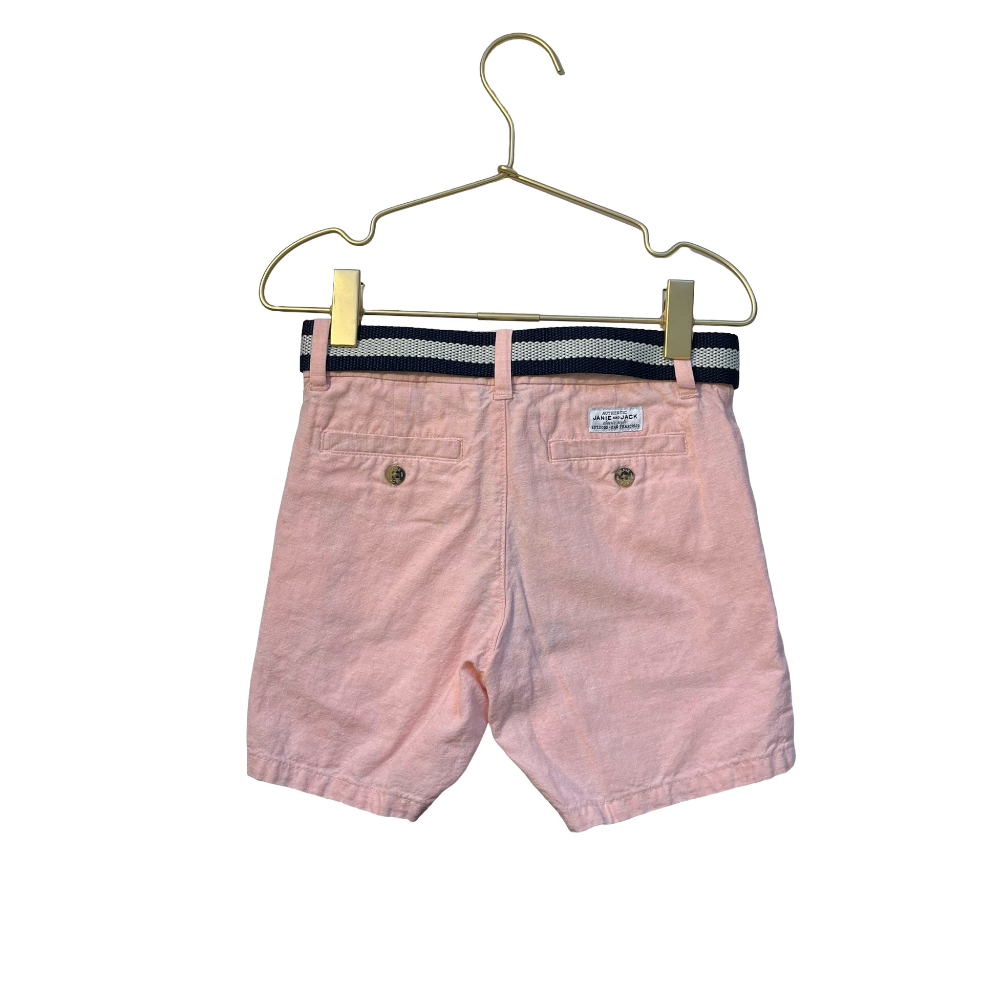Janie and Jack Peach Linen-Cotton Shorts & Belt - Size 4