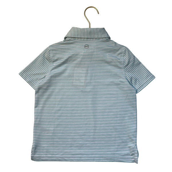 Vineyard Vines Performance Teal & White Striped Polo Shirt - Size 5
