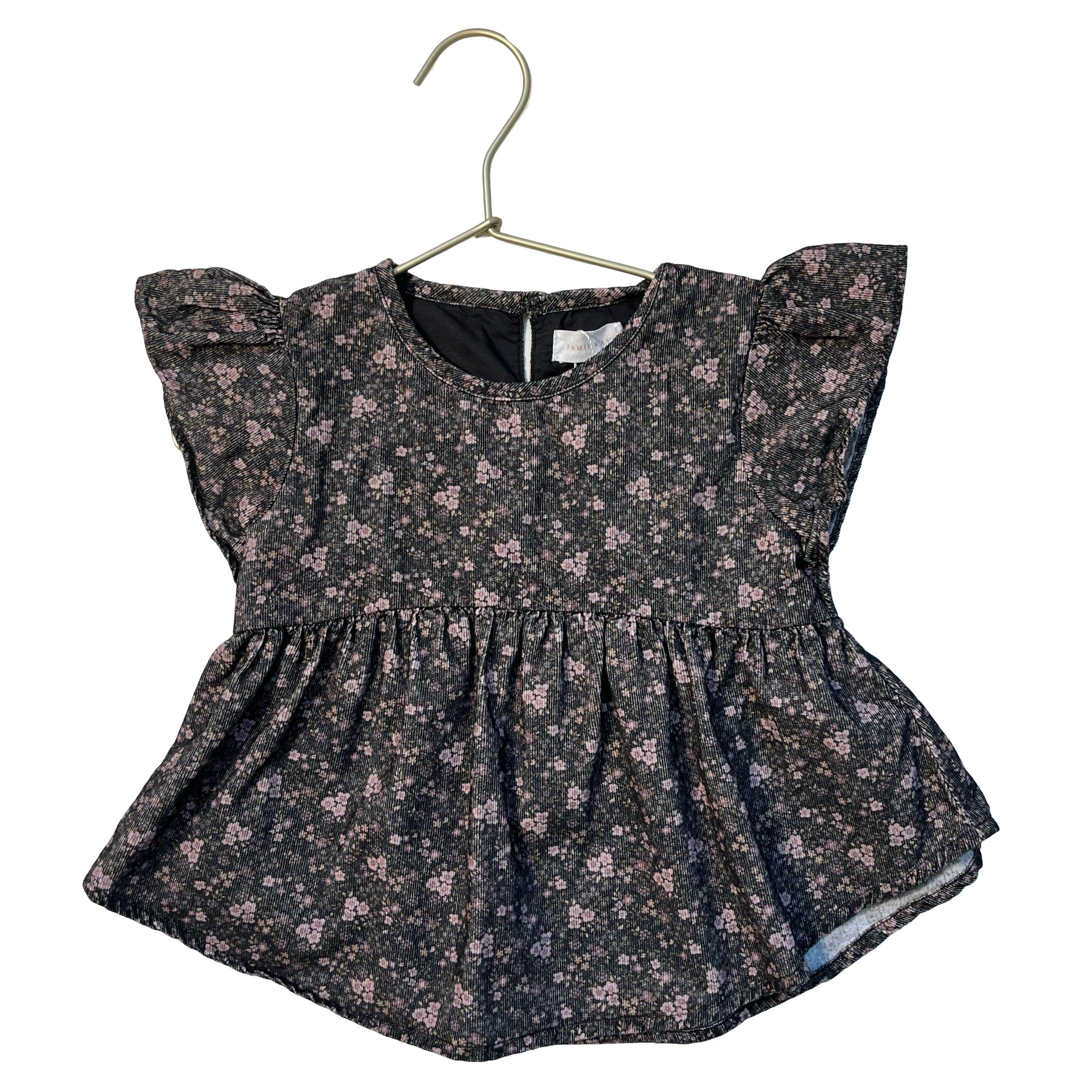 Jamie Kay Gray & Pink Floral Lightweight Corduroy Top - Size 2Y