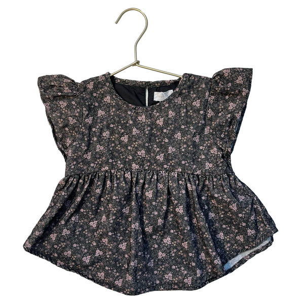 Jamie Kay Gray & Pink Floral Lightweight Corduroy Top - Size 2Y