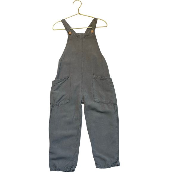 Zara Gray Linen-Blend Overalls - Size 2-3