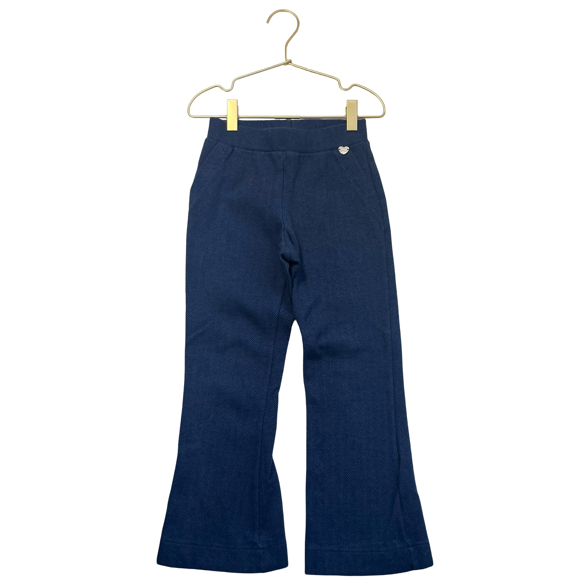 Monnalisa Navy Herringbone Flare Pants - Size 8