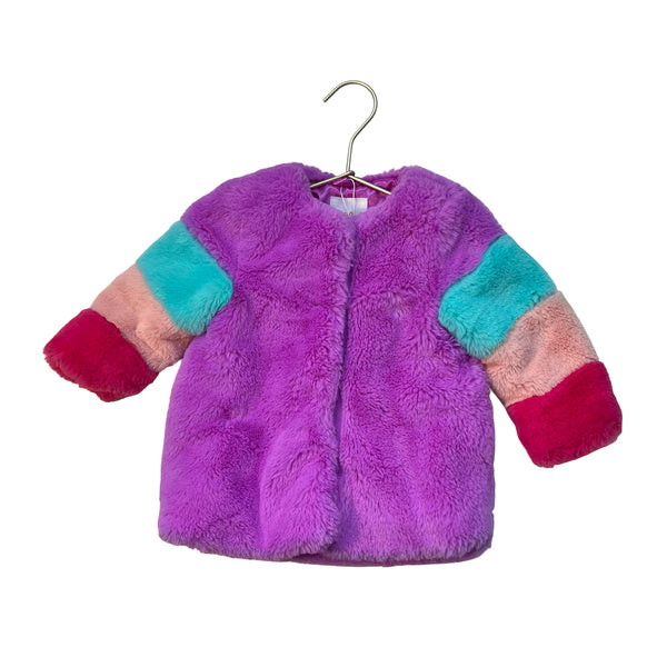 Cat & Jack Lavender & Multi-Color Faux Fur Jacket - Size 18 Mo