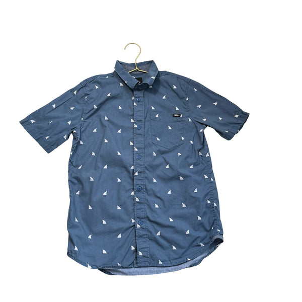 Vans Blue & White Pattern Button Down Shirt - Size M 10-12