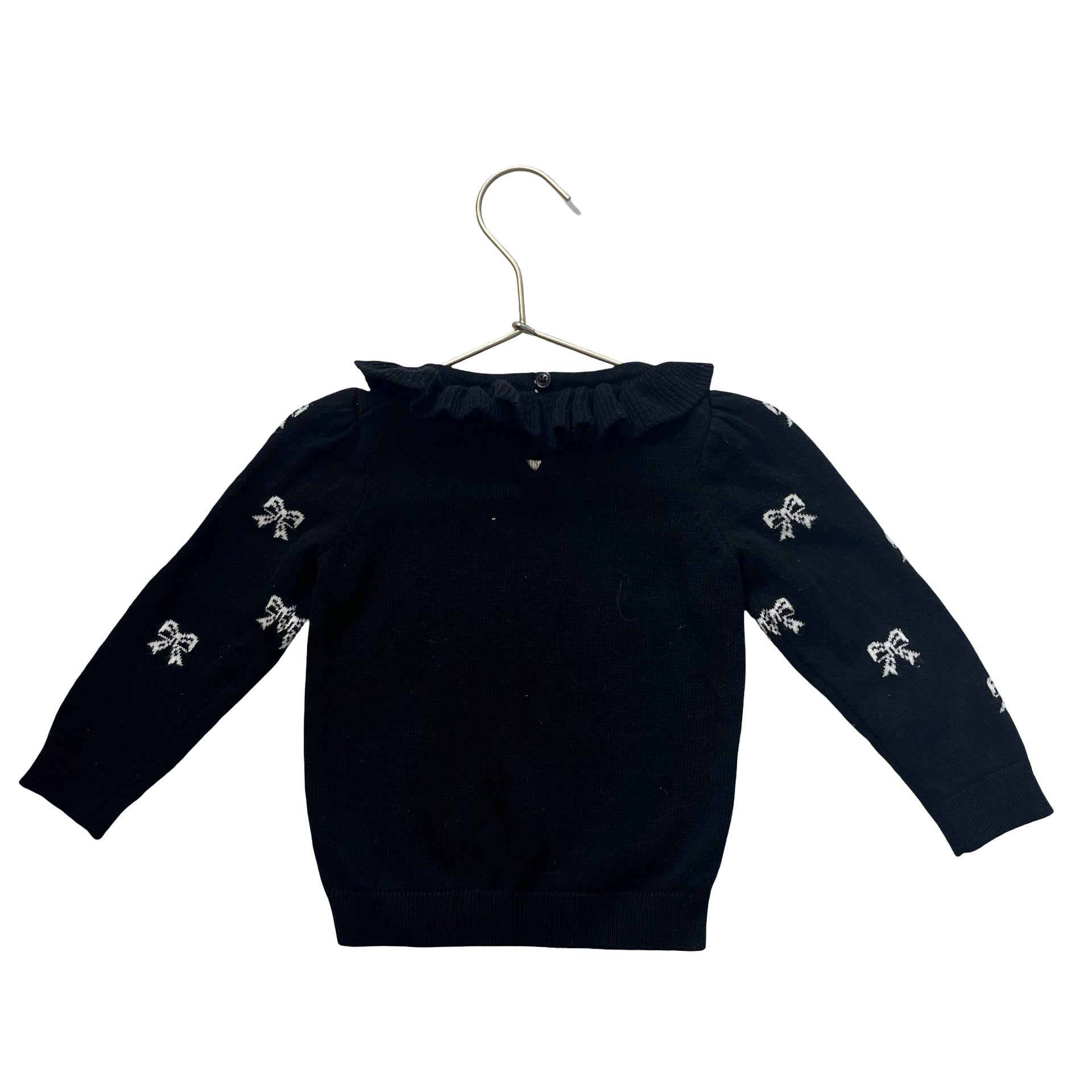 Janie and Jack Black Bow Print Sweater - Size 18-24 Mo