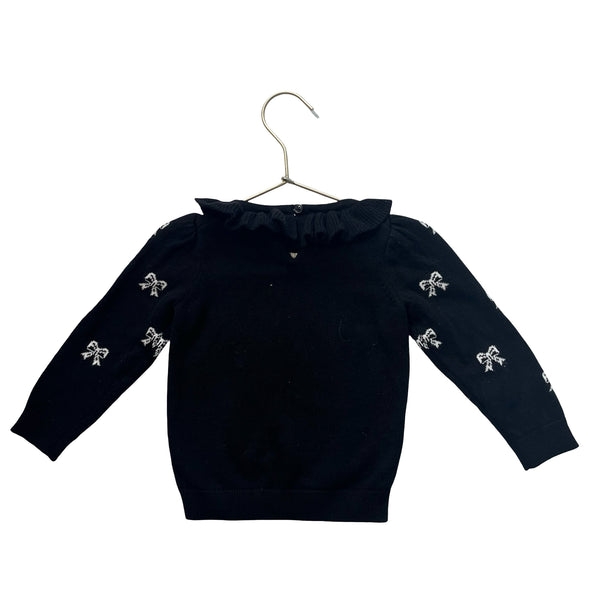 Janie and Jack Black Bow Print Sweater - Size 18-24 Mo