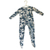 KicKee Pants Blue, Gray, Ivory Geo Print Footed PJs - Size 12-18 Mo