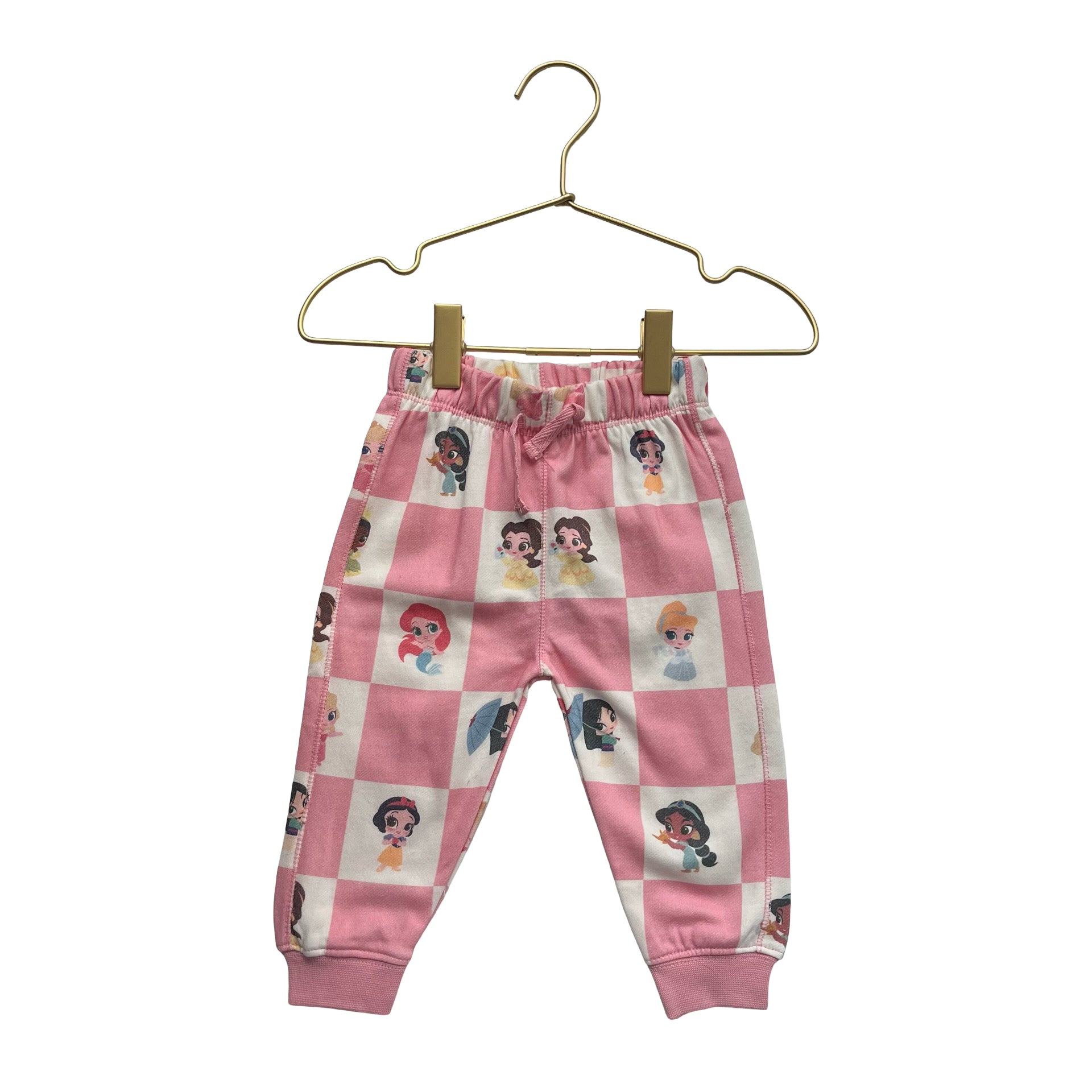 Monica + Andy x Disney Pink Princess Check Joggers - Size 6-9 Mo