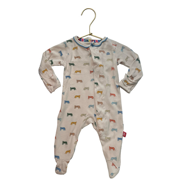Magnetic Me Ivory & Multi-Color Tiger Print Footed PJs - Size 0-3 Mo