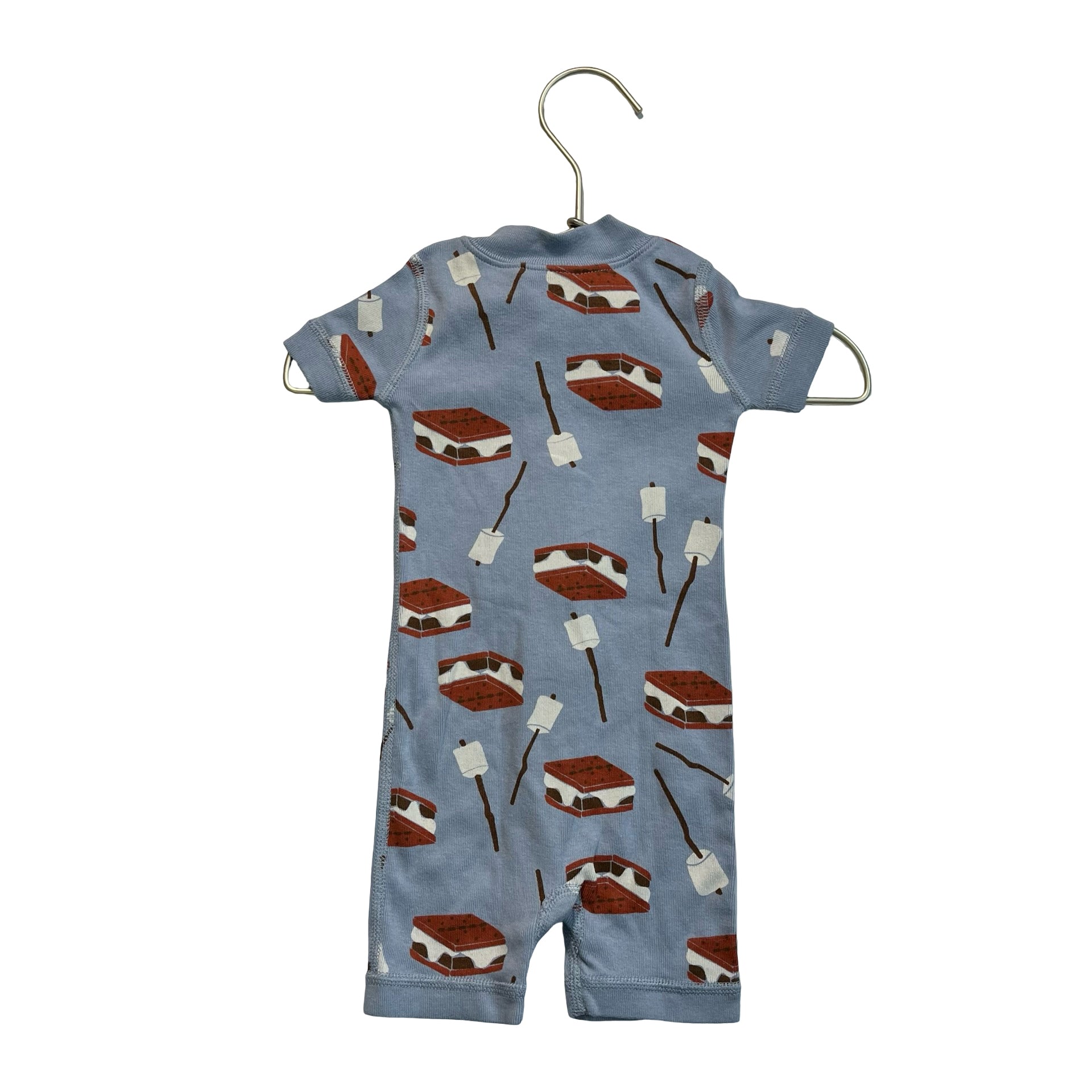 Hanna Andersson Blue S'mores Print Romper PJs - Size 0-3 Mo
