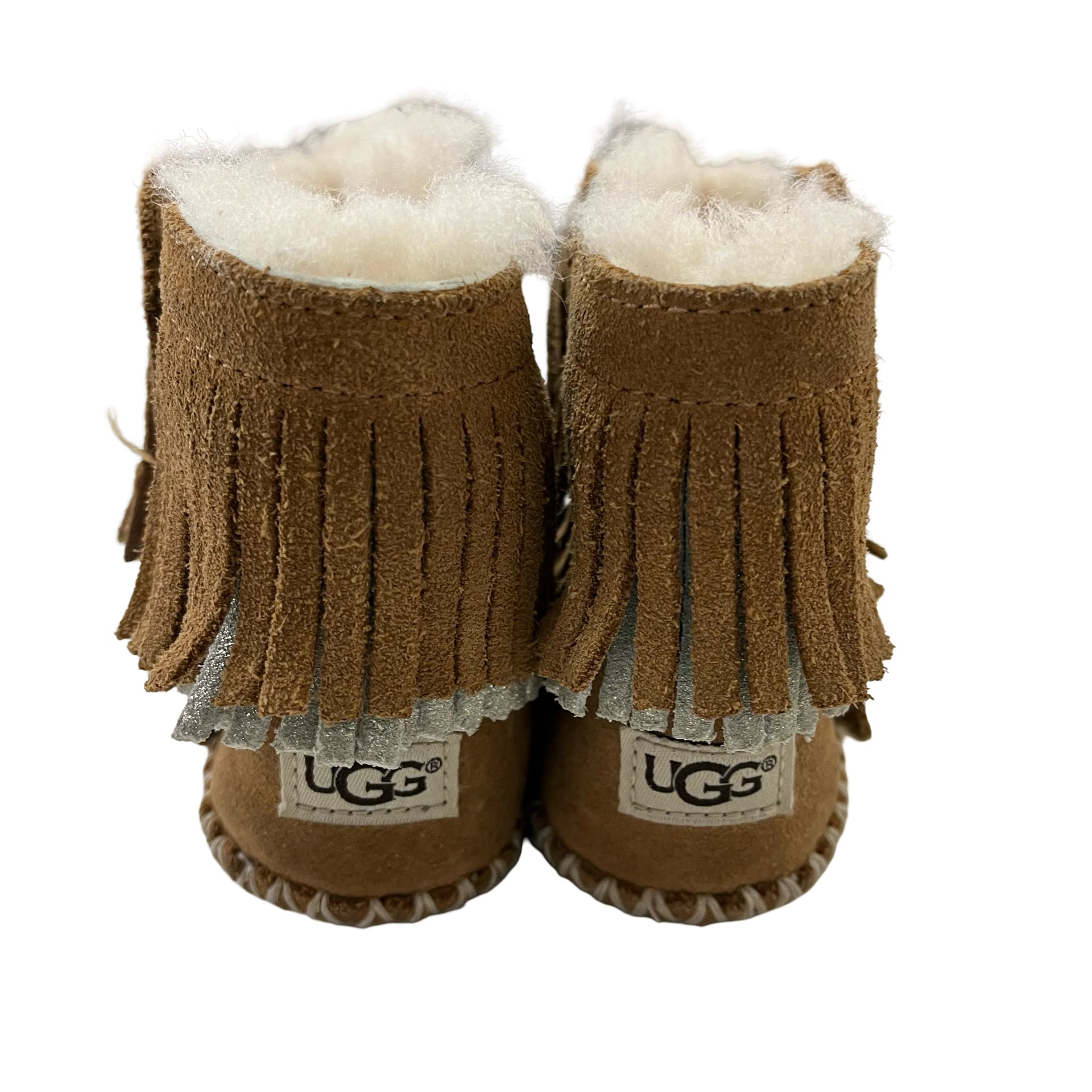 UGG Chestnut & Silver Fringe Booties - Size 2-3