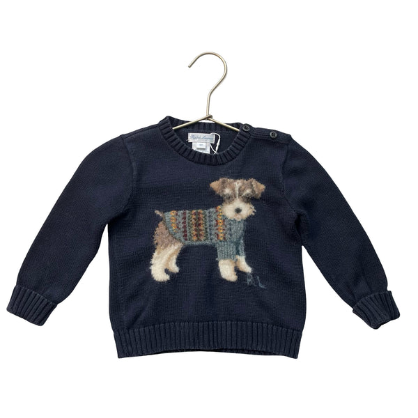Ralph Lauren Navy Dog in Sweater Sweater - Size 18 Mo