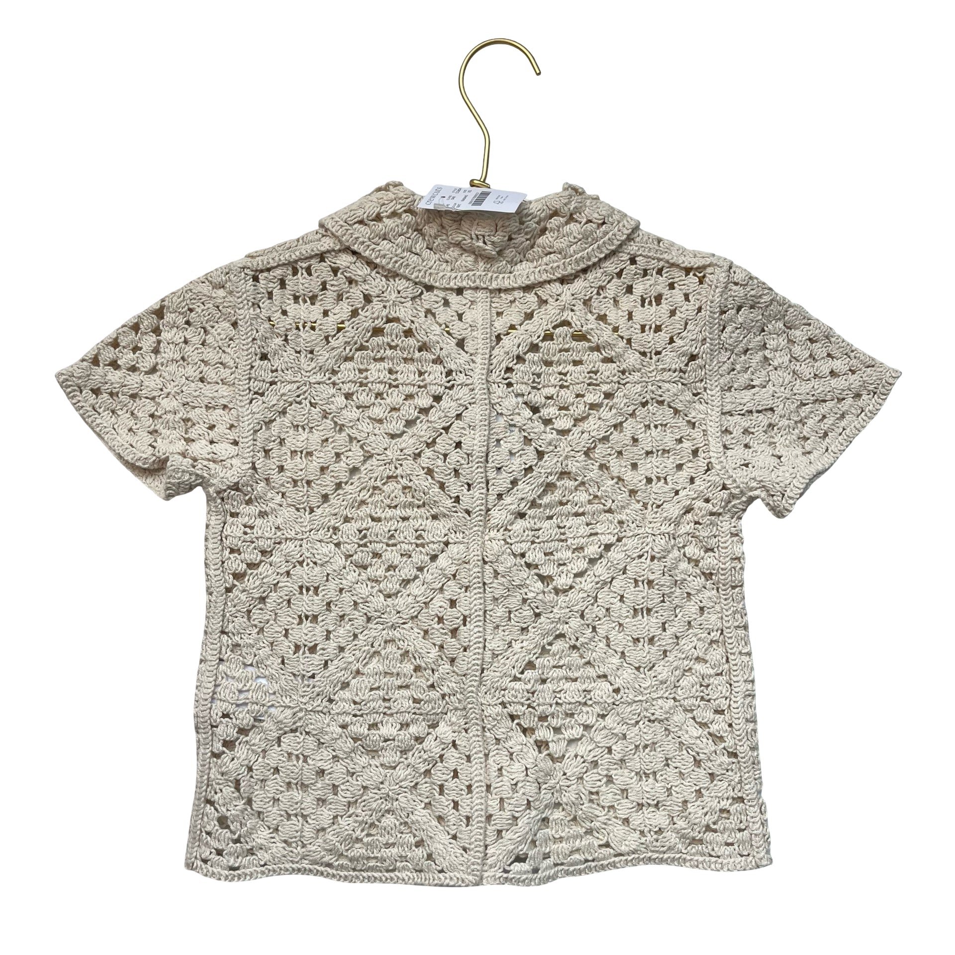 Crewcuts Ivory Cotton Crochet Button Down Shirt - Size XS 4-5
