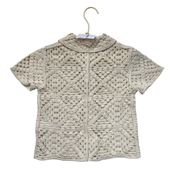 Crewcuts Ivory Cotton Crochet Button Down Shirt - Size XS 4-5