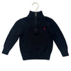 Polo Ralph Lauren Black Cotton Quarter-Zip Sweater - Size 3