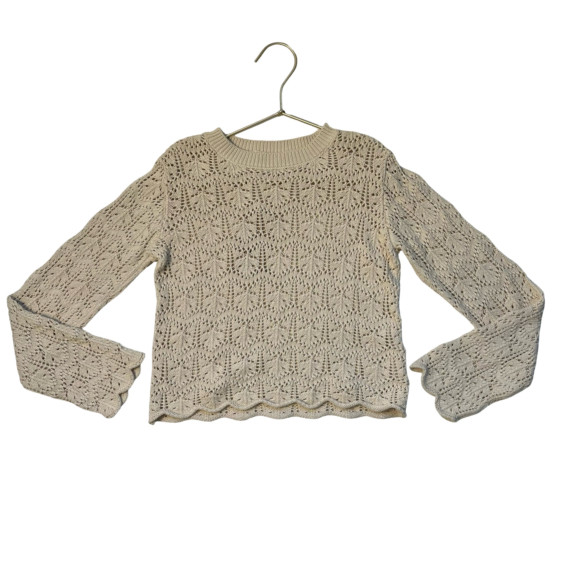 Rylee & Cru Ivory Cotton Crochet Sweater - Size 6-7Y