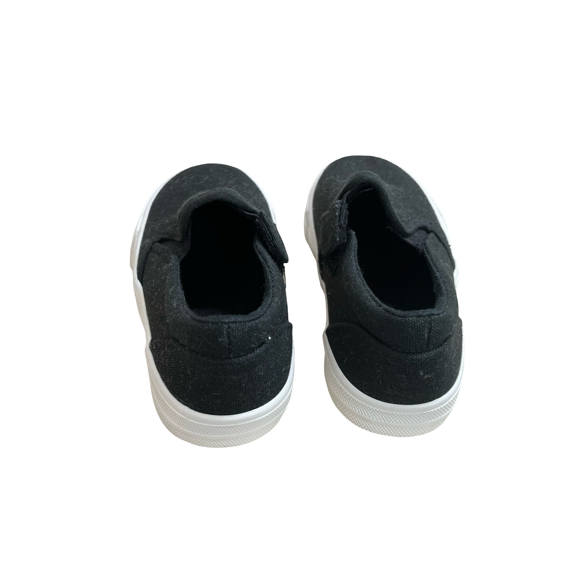 Children's Black Canvas Slip-On Sneakers - Size 8