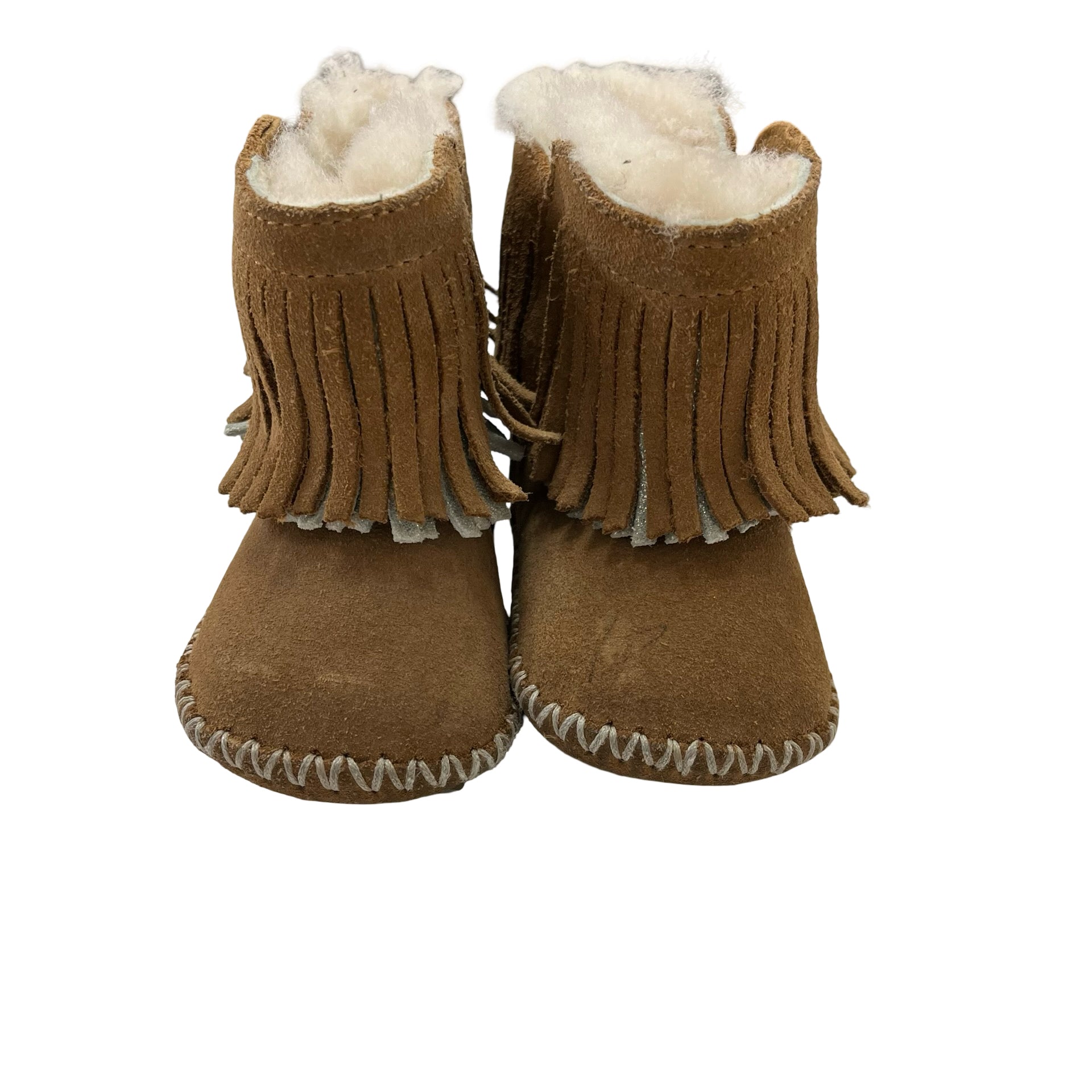 UGG Chestnut & Silver Fringe Booties - Size 2-3