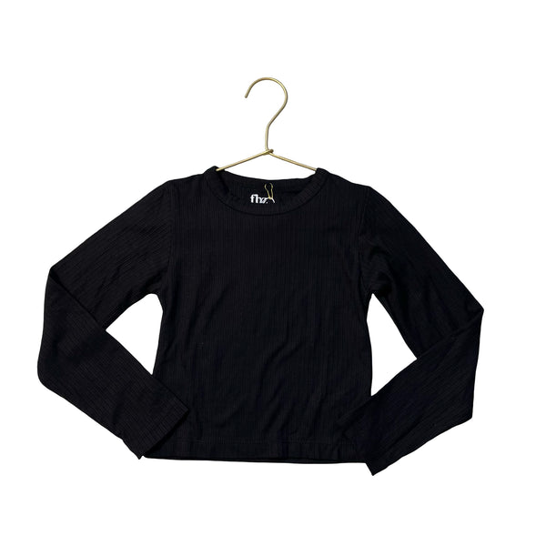 FBZ Flowers by Zoe Black Ribbed Top - Size 6