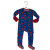 Little Bum Bums Blue & Red Heart Print Footed PJs - Size 6-9 Mo