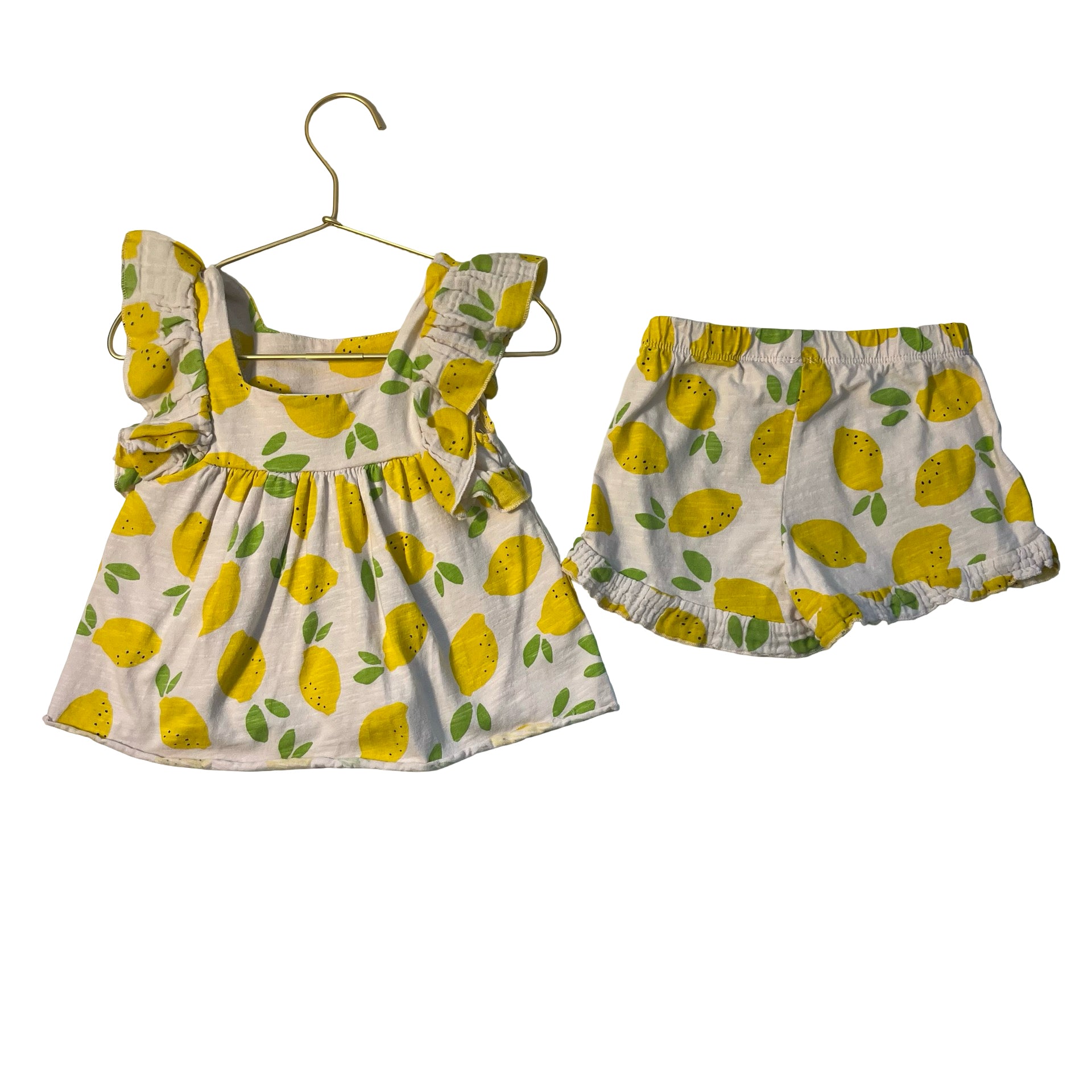 Zara Blush & Yellow Lemon Print Shorts & Top Set - Size 2-3