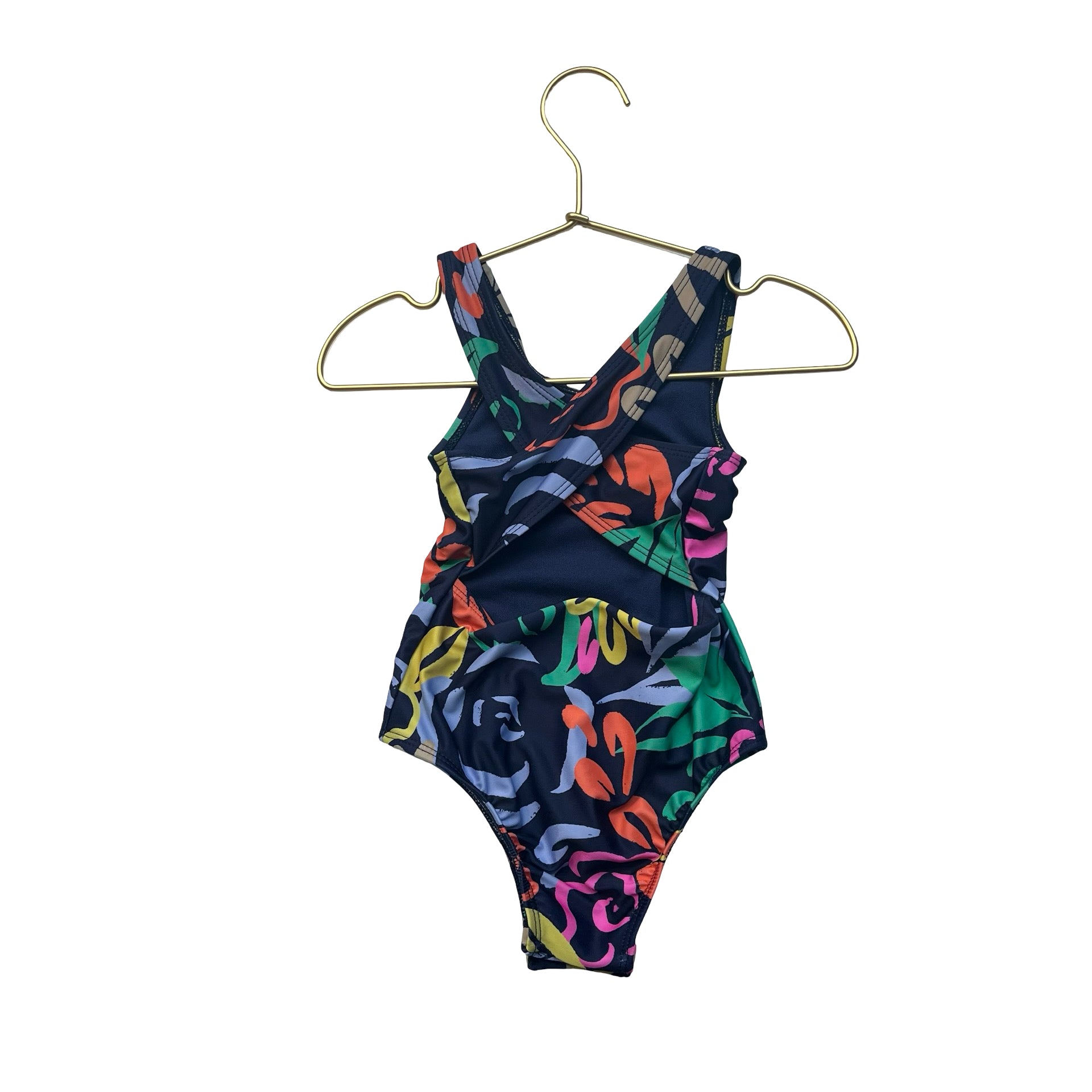 Baby Gap Navy & Multi-Color Flower Print Swim Suit - Size 2