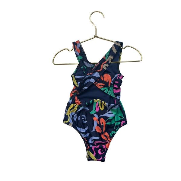 Baby Gap Navy & Multi-Color Flower Print Swim Suit - Size 2
