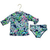 Lilly Pulitzer Navy & Multi-Color Print Rash Guard 2 Piece Swim Suit - Size 3