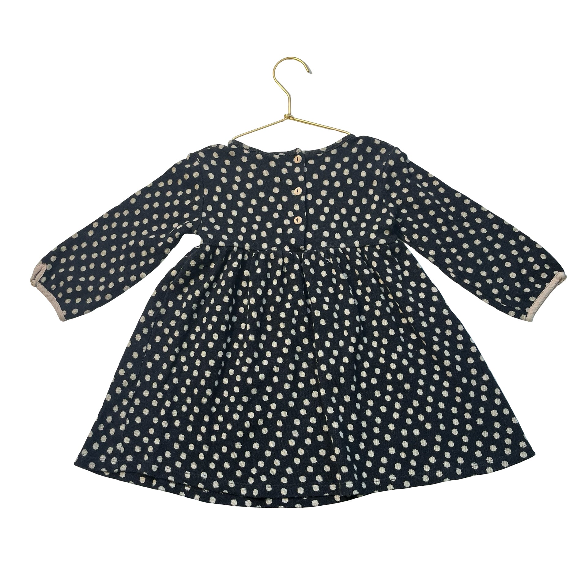 Zara Black & Ivory Polka Dot Knit Dress - Size 4-5