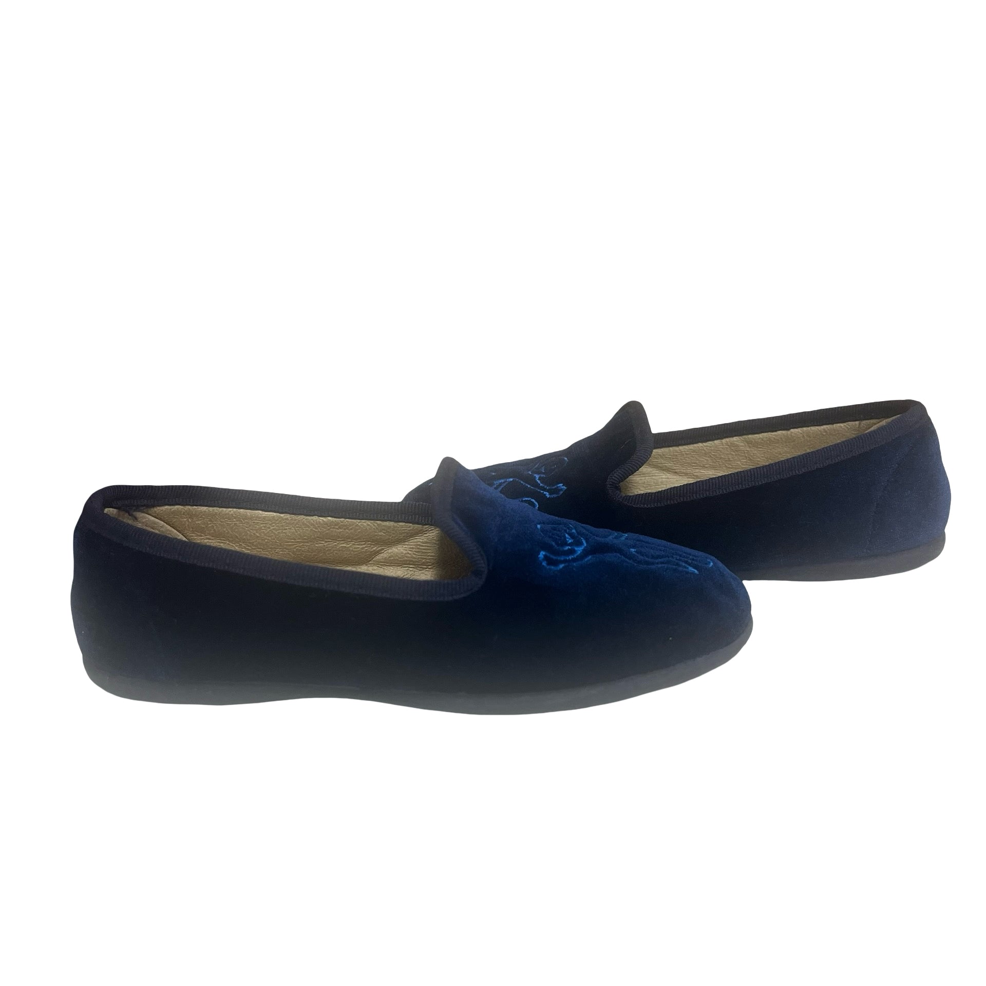 Childrenchic x Roller Rabbit Navy Velvet Logo Loafers - Size 28 (11)