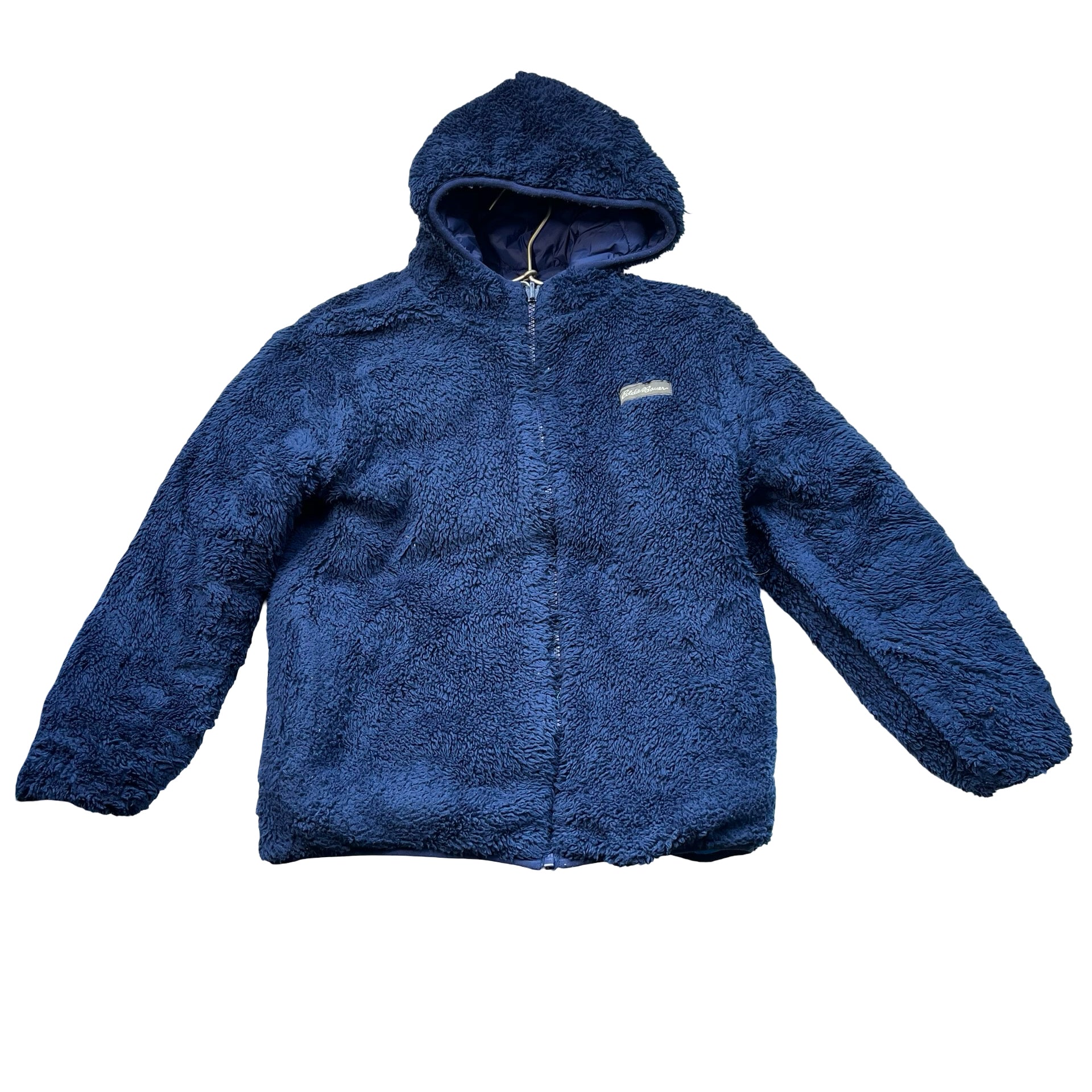 Eddie Bauer Reversible Navy Sherpa & Blue Hooded Jacket - Size S 7-8
