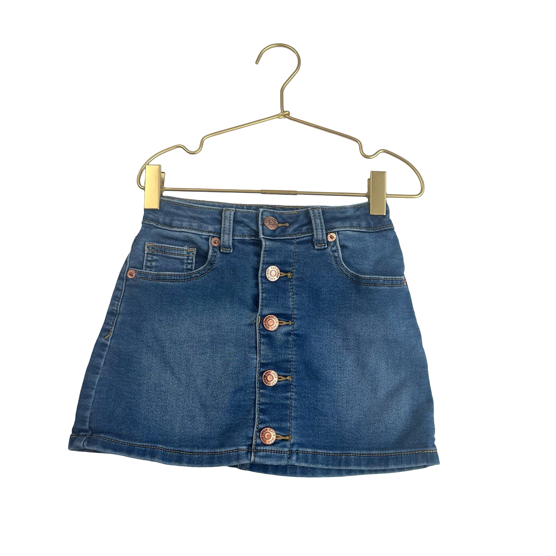 Cat & Jack Blue & Copper Button Down Jean Skirt - Size XS (4/5)