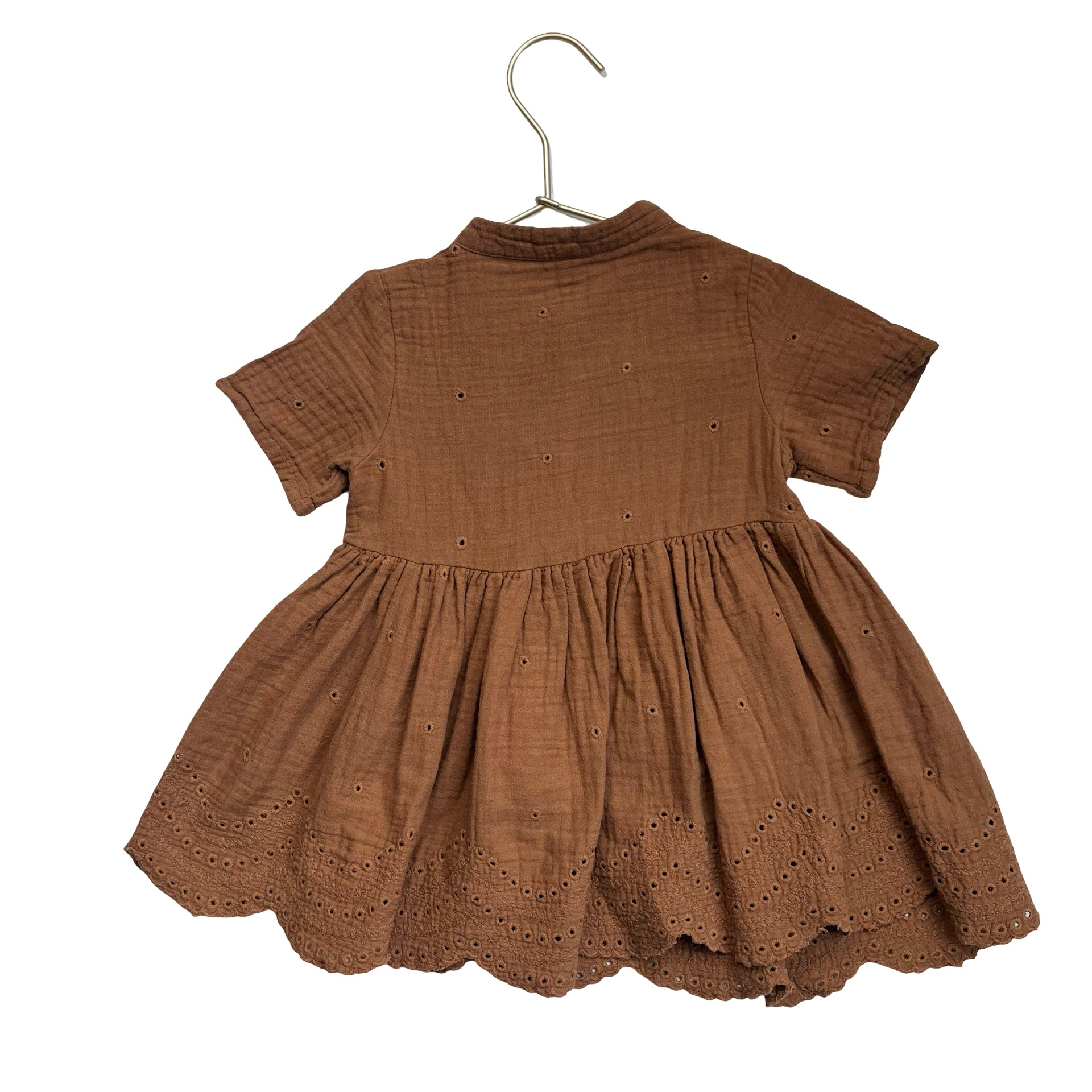 Rylee & Cru Brown Cotton Gauze & Eyelet Dress - Size 12-18 Mo