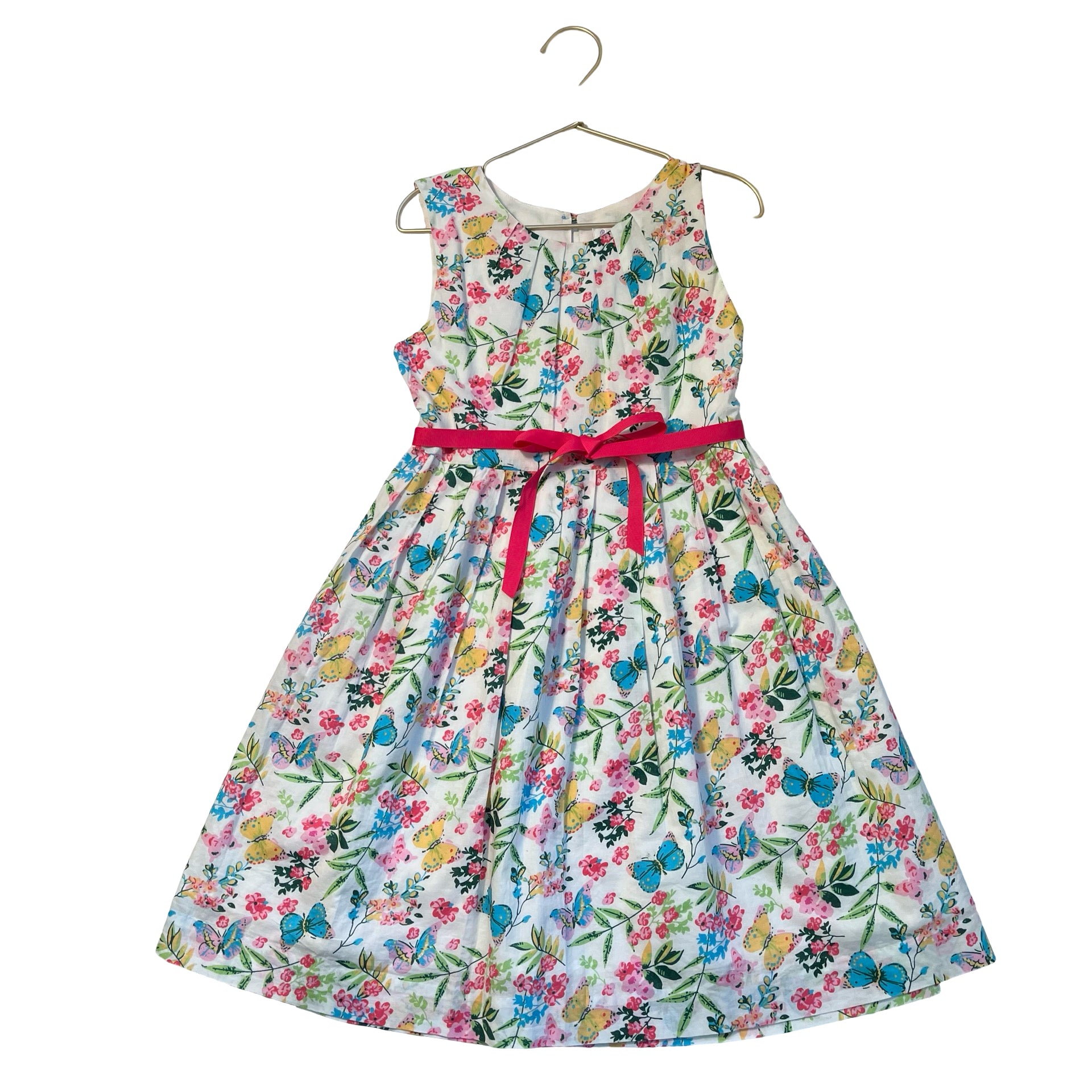 Rachel Riley Butterfly & Floral Print Ribbon Belt Dress - Size 7Y