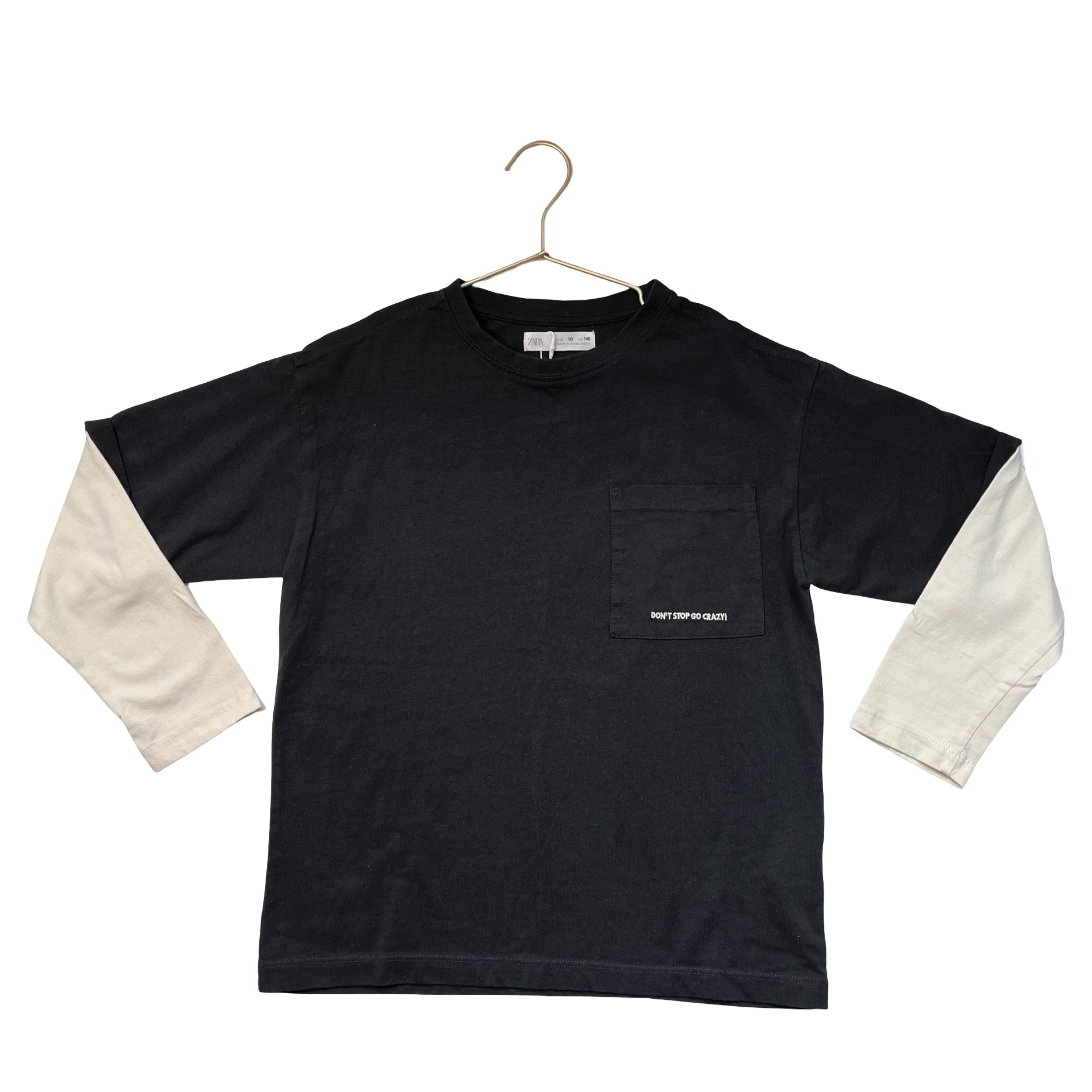 Zara Black & Ivory 'Don't Stop Go Crazy' Shirt - Size 10