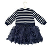 Crewcuts Navy & White Sweatshirt & Metallic Tulle Dress - Size 2