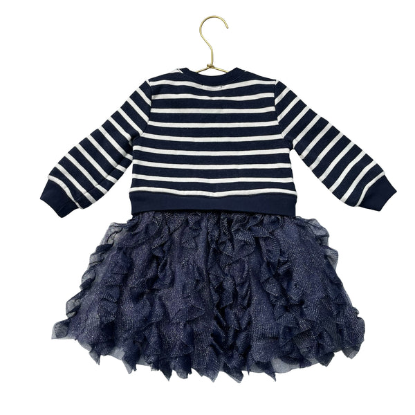 Crewcuts Navy & White Sweatshirt & Metallic Tulle Dress - Size 2