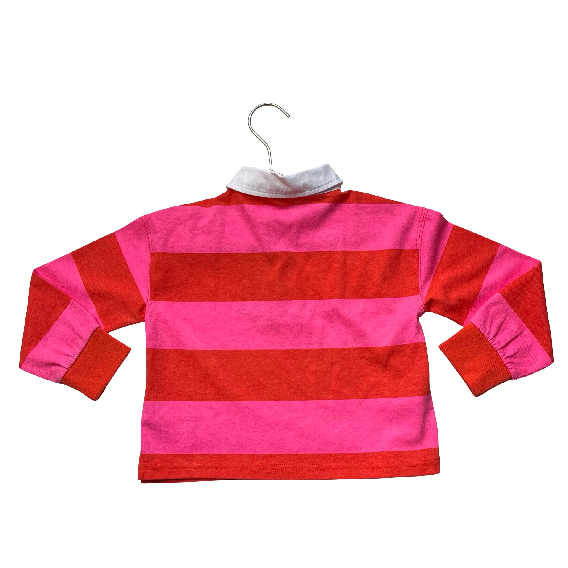 Crewcuts Red & Bright Pink Striped Rugby Shirt - Size XS 4-5