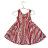 Hanna Andersson Red & Ivory Stripe & Blue Flower Print Dress - Size 2T