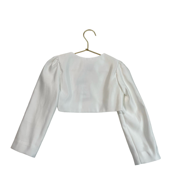 Tulleen Cream Satin Shrug, Pearl & Rhinestone Trim - Size 4Y