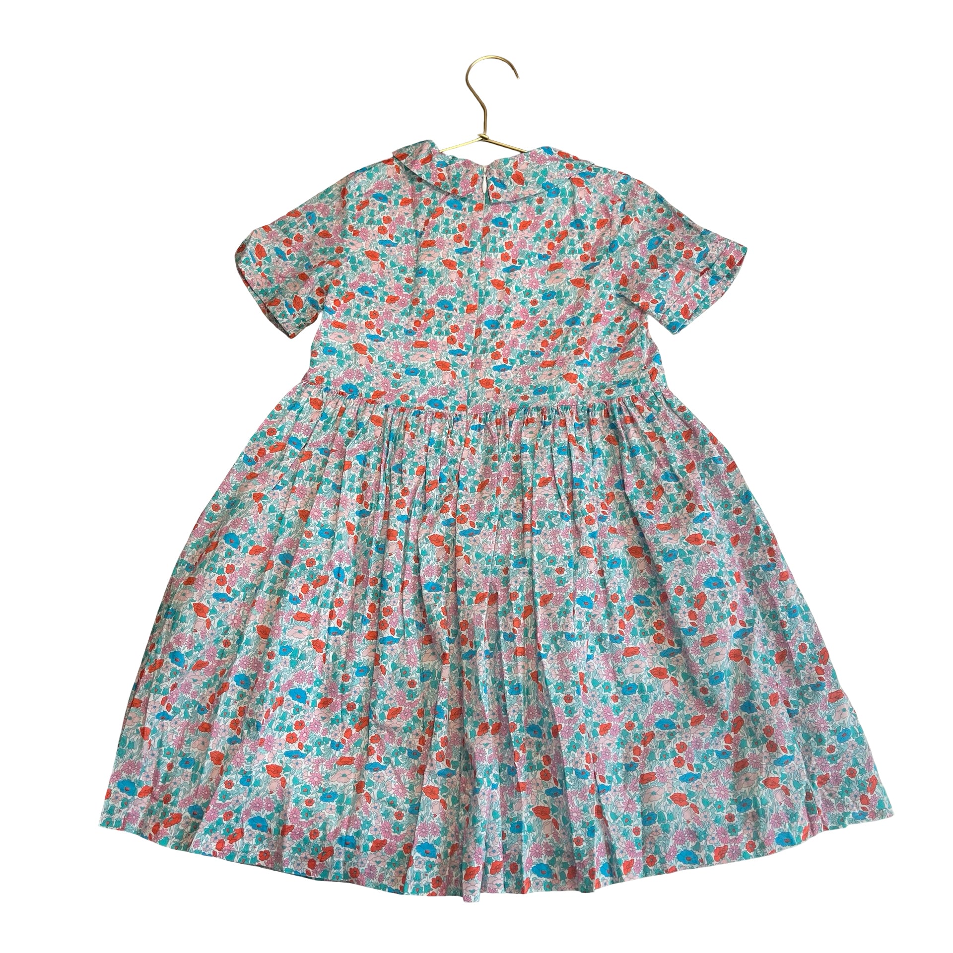 Jacadi White, Teal, Pink, Blue Floral Dress - Size 8A