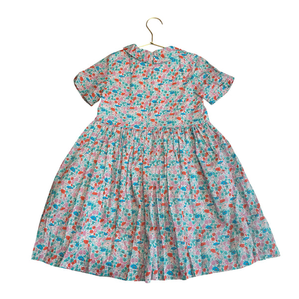 Jacadi White, Teal, Pink, Blue Floral Dress - Size 8A