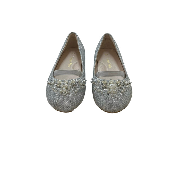 Dream Pairs Silver Metallic & Pearl Beaded Shoes - Size 12