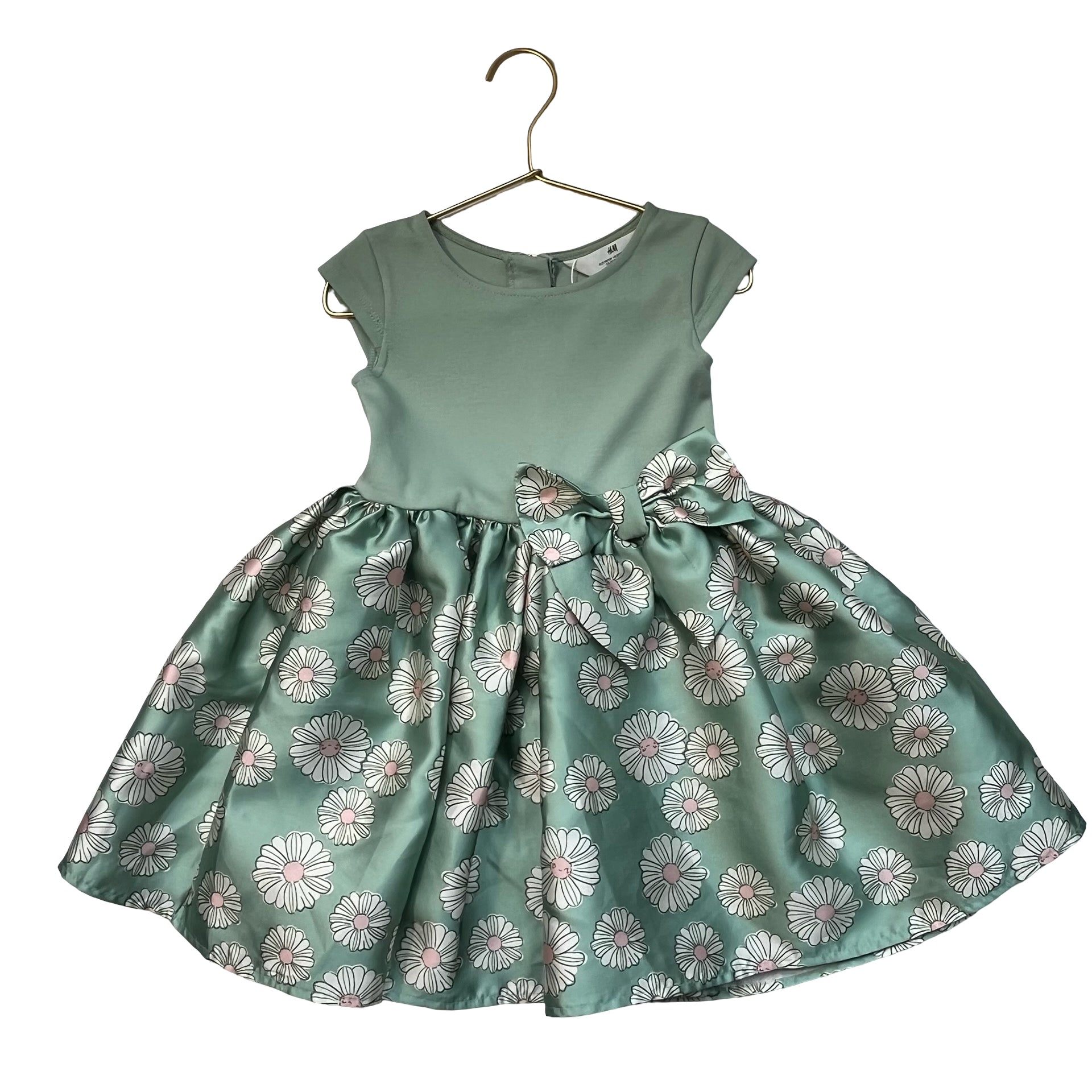 H&M Green Flower Print Dress - Size 3-4
