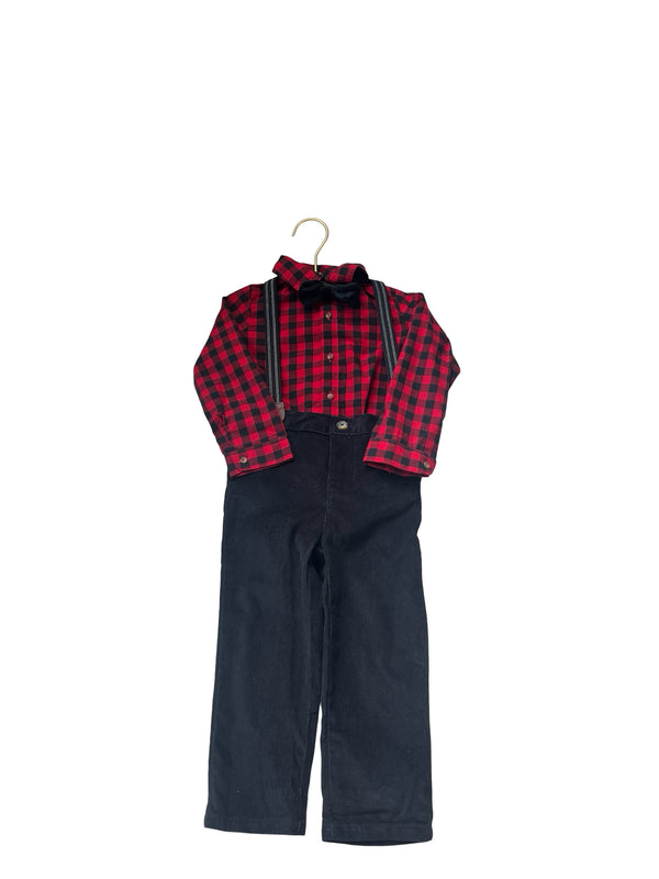 Carter's Check Shirt, Corduroy Pants, Suspenders & Bow Tie Set - Size  24 Mo