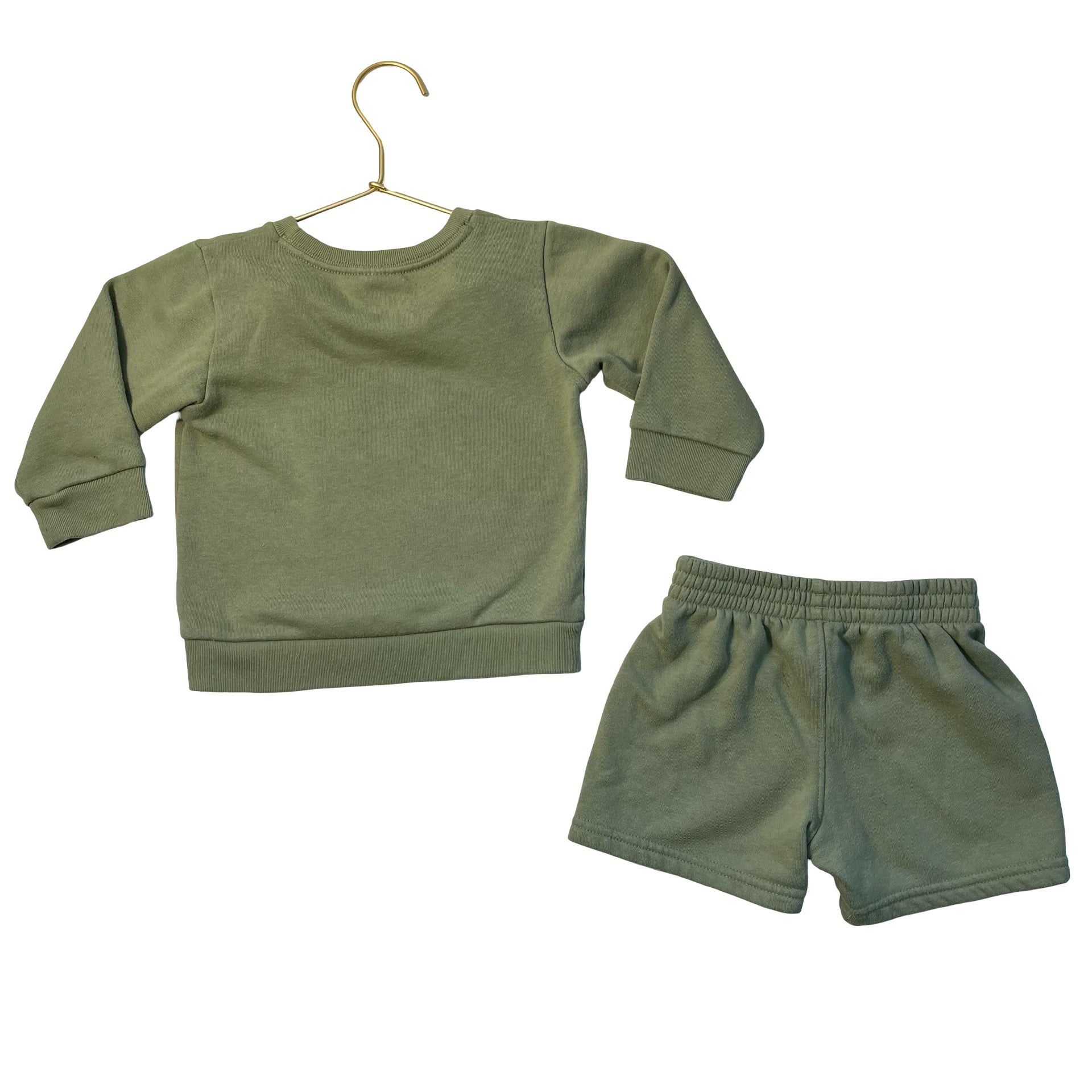 Adidas Sage Green Sweatshirt & Shorts Set - Size 12 Mo